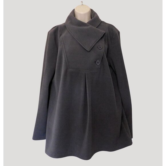 Unbranded Jackets & Blazers - Womens Fleece Jacket XL Gray Long Sleeve Pullover Button-Up Collar Warm Cozy